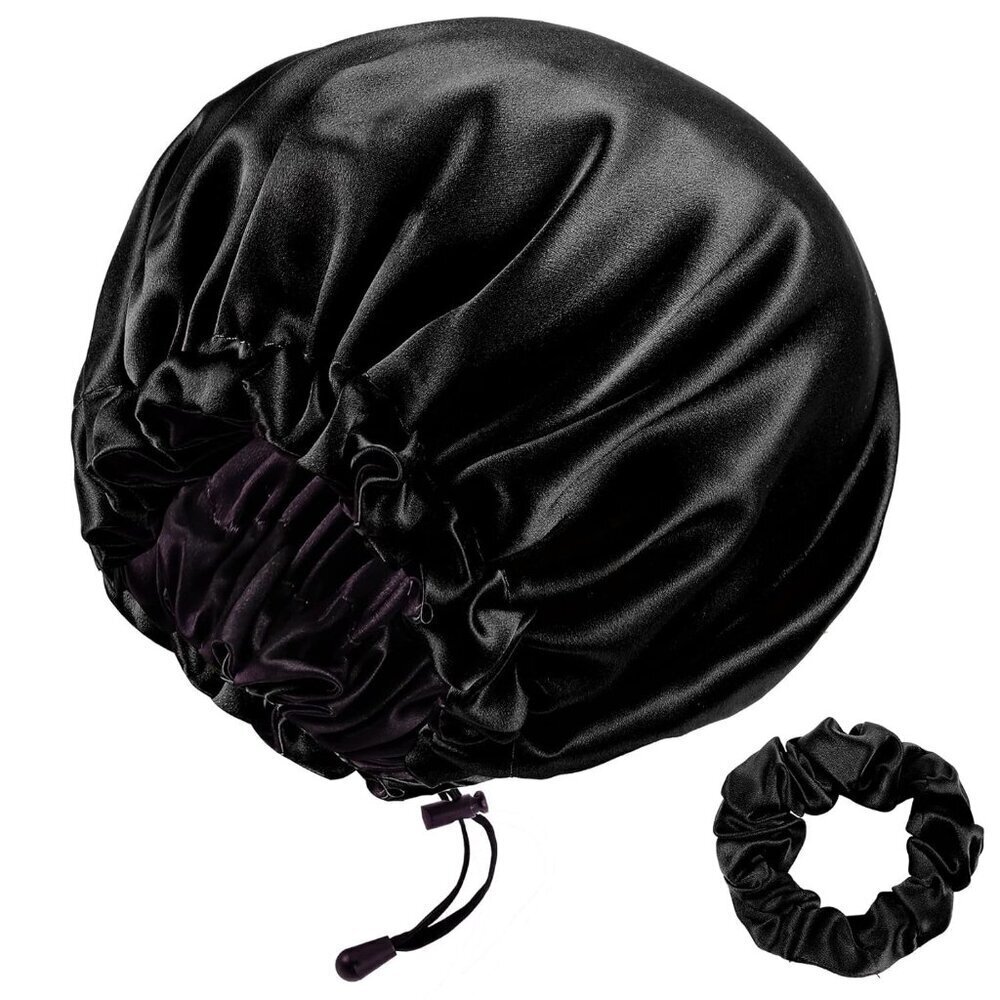 Silk Sleep Cap Hair Wrap Adjustable Bonnet Night Cap for Women Men